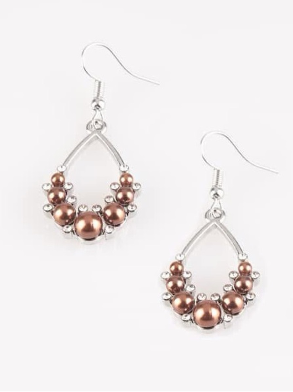 Small brown pearl and rhinestone earrings